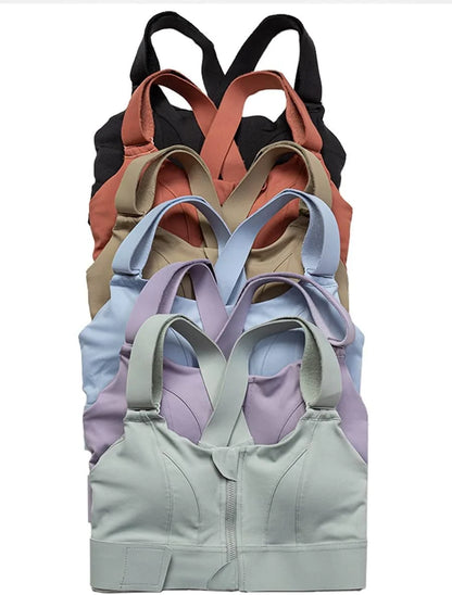Zip-Front Sports Bra – Adjustable, Shockproof Athletic Crop Top for Gym & Yoga