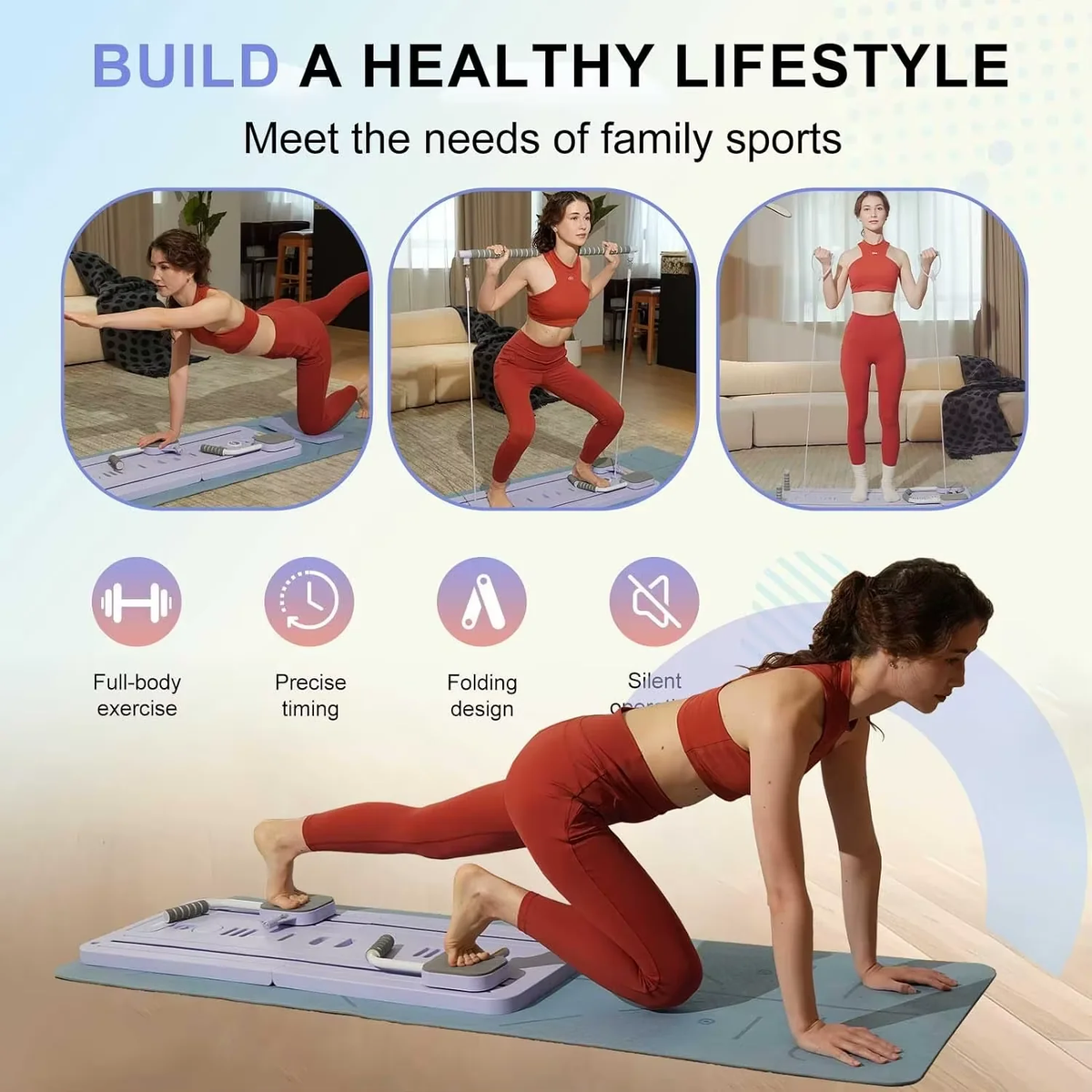 Multifunctional Fitness Board Pilates Reformer Abdominal Board Push up Plate Board Ab Board Fitness Core Workout Equipment