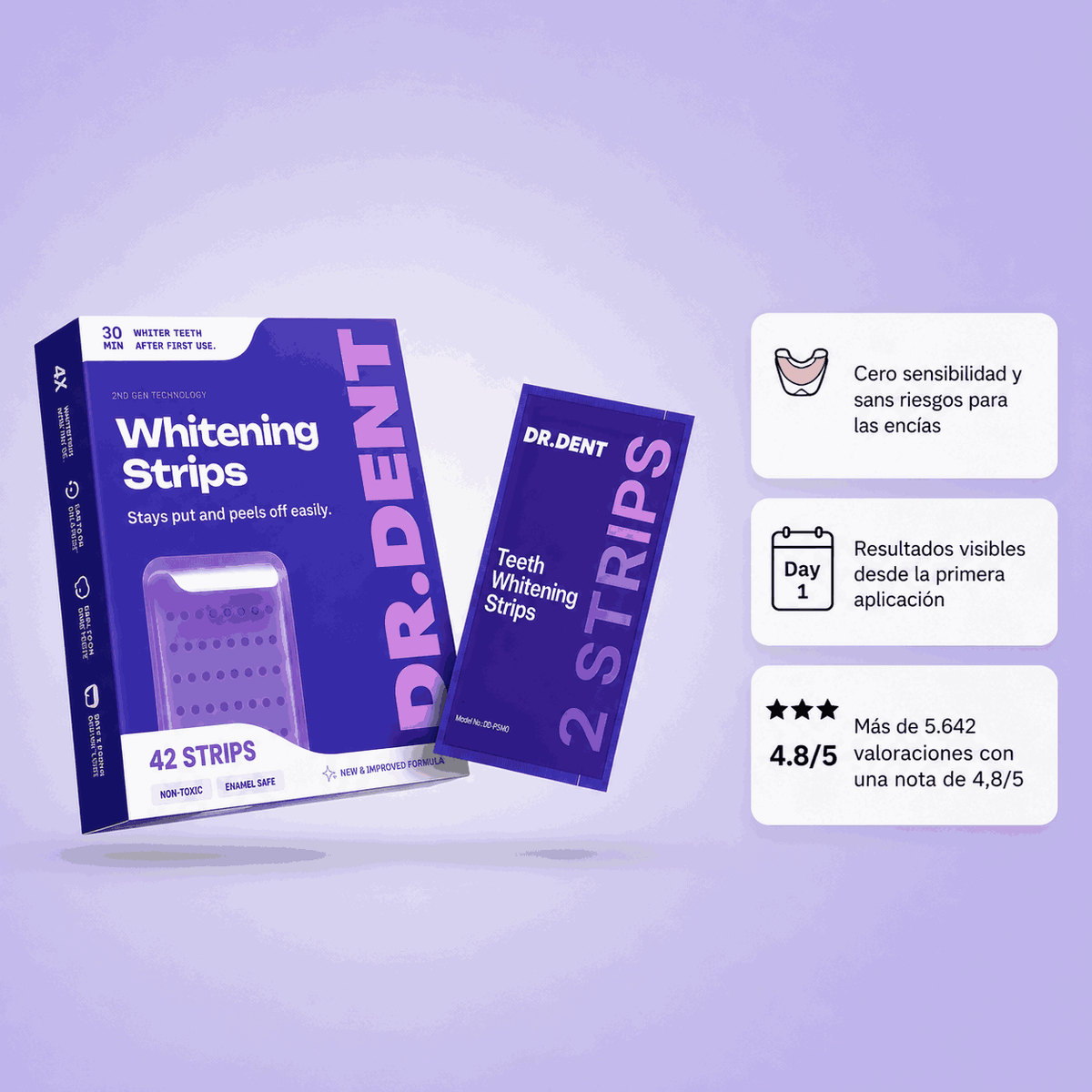 Transform Your Smile Instantly with Dr. Dent's Violet Whitening Strips!